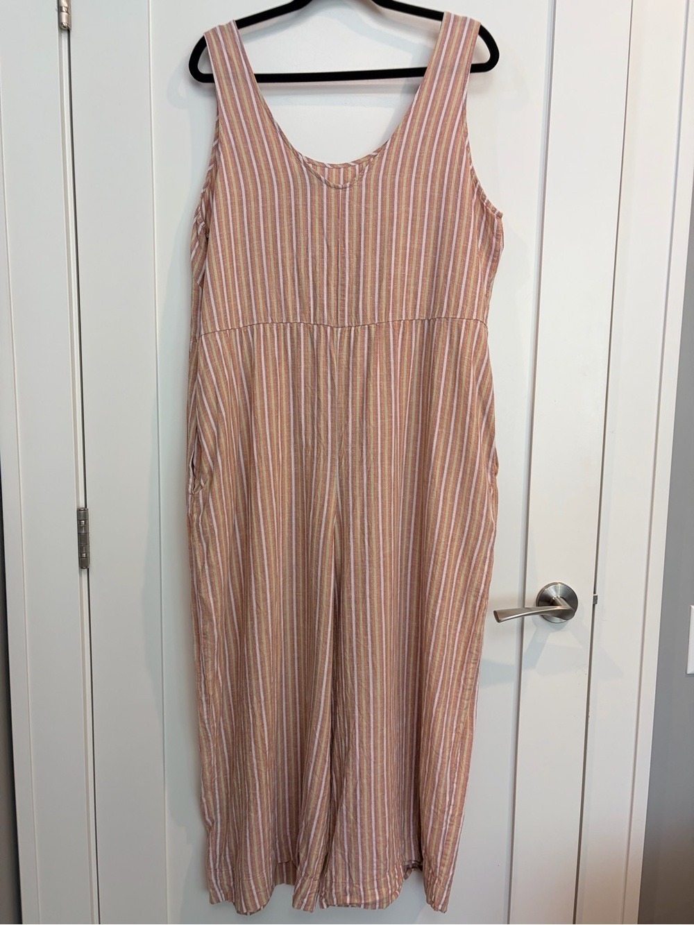 Patagonia Striped Wide Leg Organic Hemp Jumpsuit Size L Relaxed Fit - Picture 3 of 8